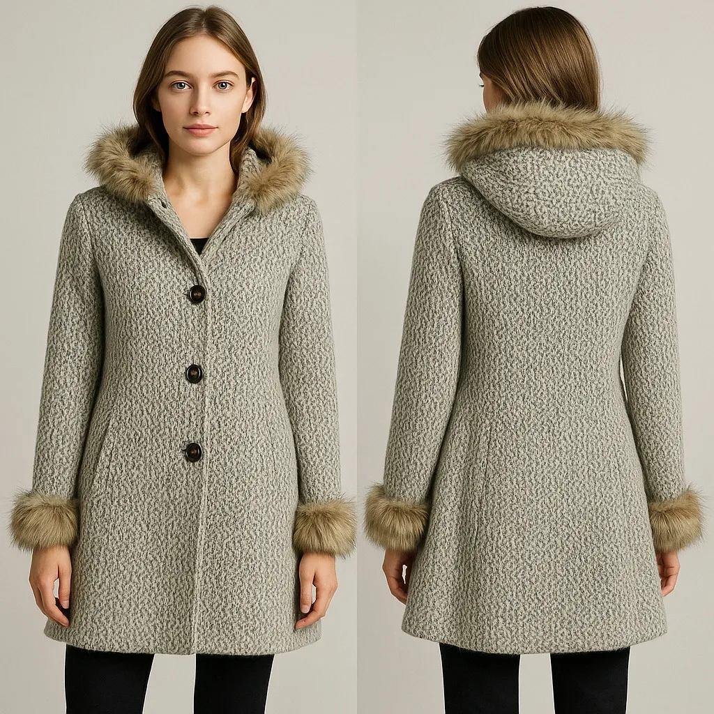 Vintage 1987 Womens Lundstrom Laparka Canada Faux Fur Trim‎ Parka Coat 14 1L - Image 2