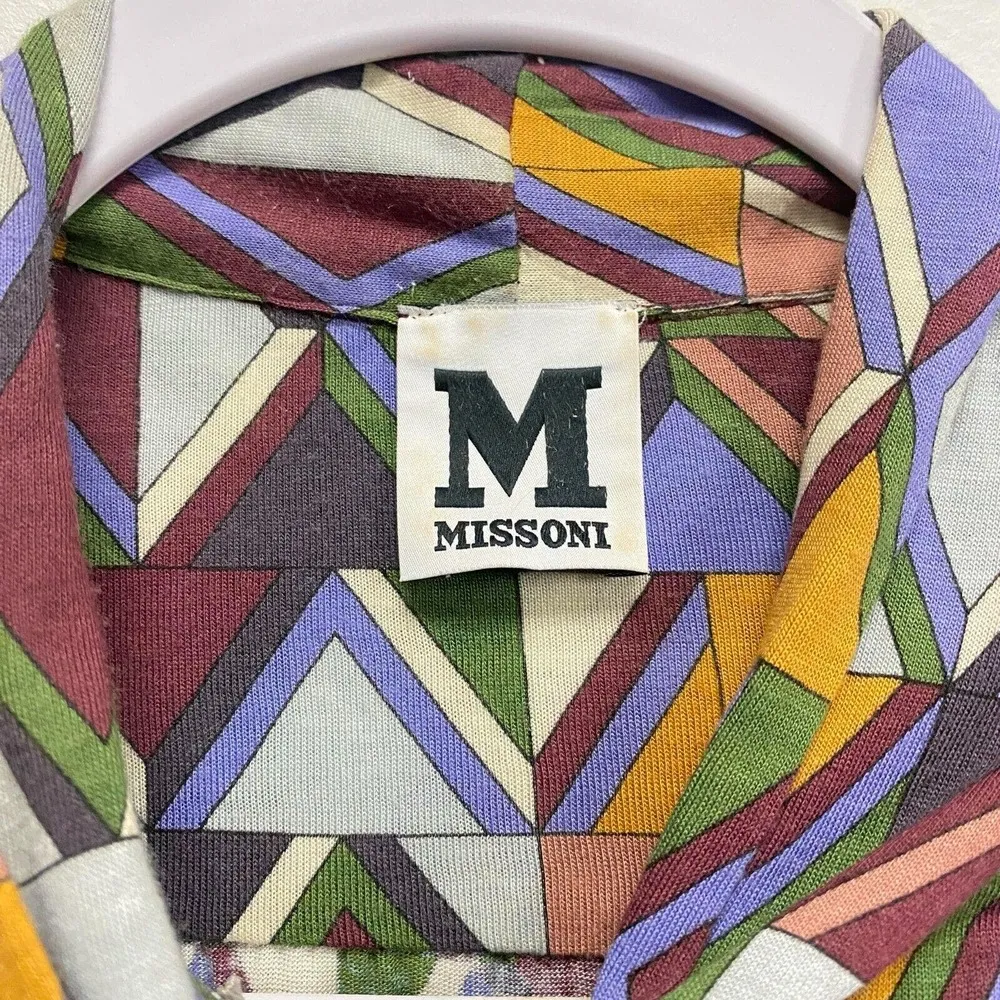 Missioni women's printed long sleeve tops multicolor size M Necktie Button Down - Image 4