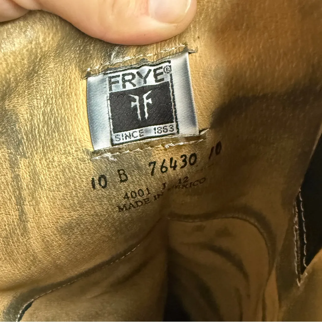 Frye Melissa Button Back Zip Blacker Leather Equestrian Riding Boots Size 10 - Image 4