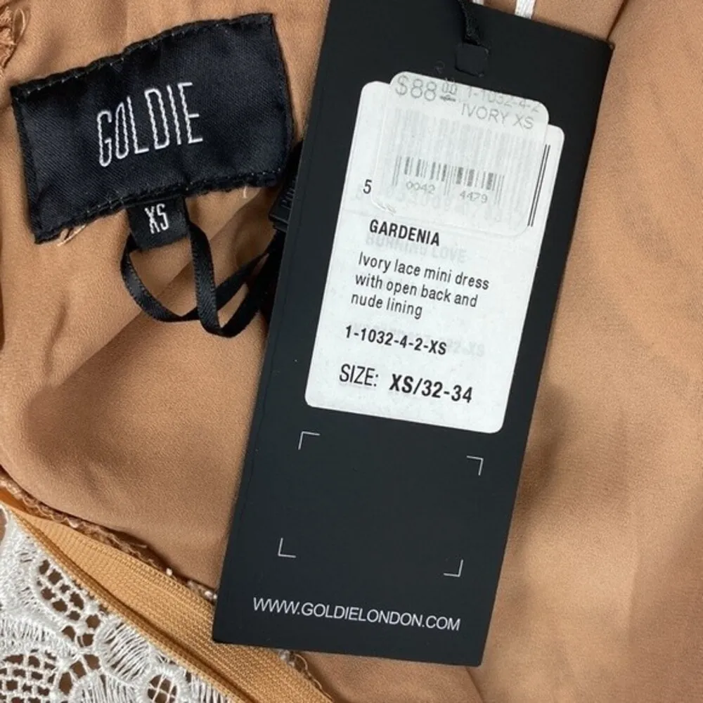 Goldie Ivory & Nude Lace Mini Sleeveless Dress NEW XS - Image 5