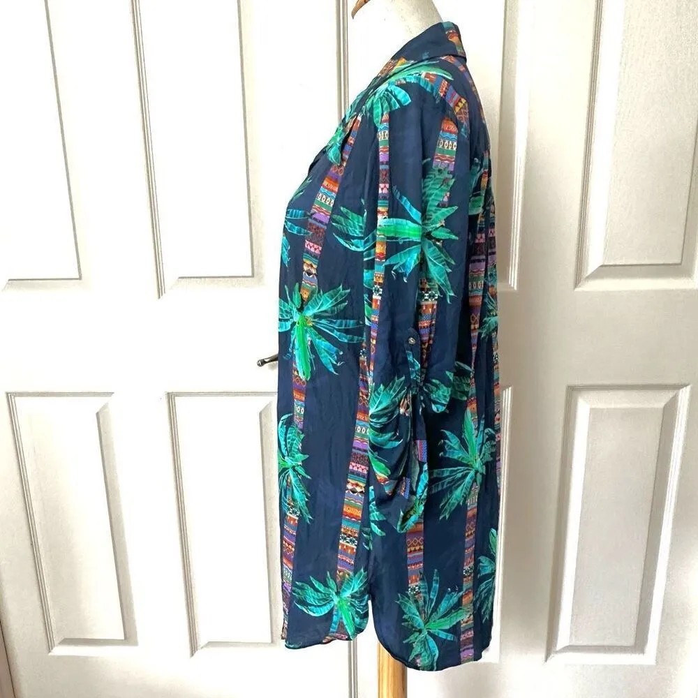 Bluebeach blue palm tree dress Size L - Image 2