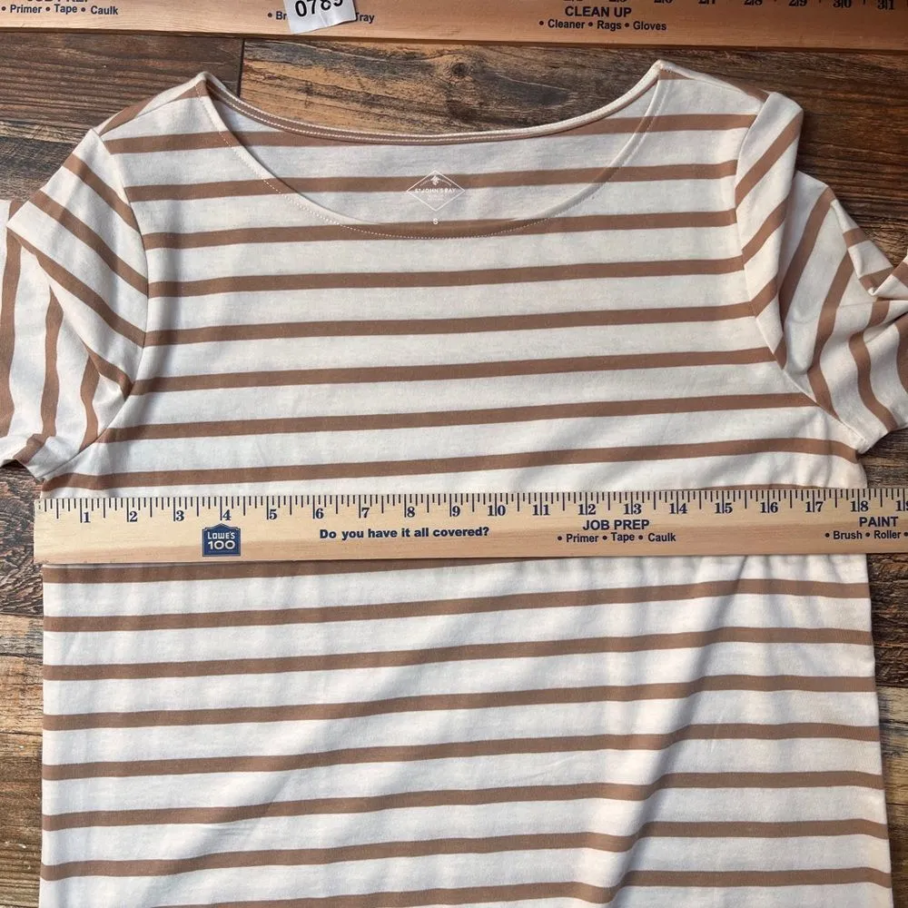 Cream & Taupe Boat Neck boat 3/4 Sleeves Top - Image 4