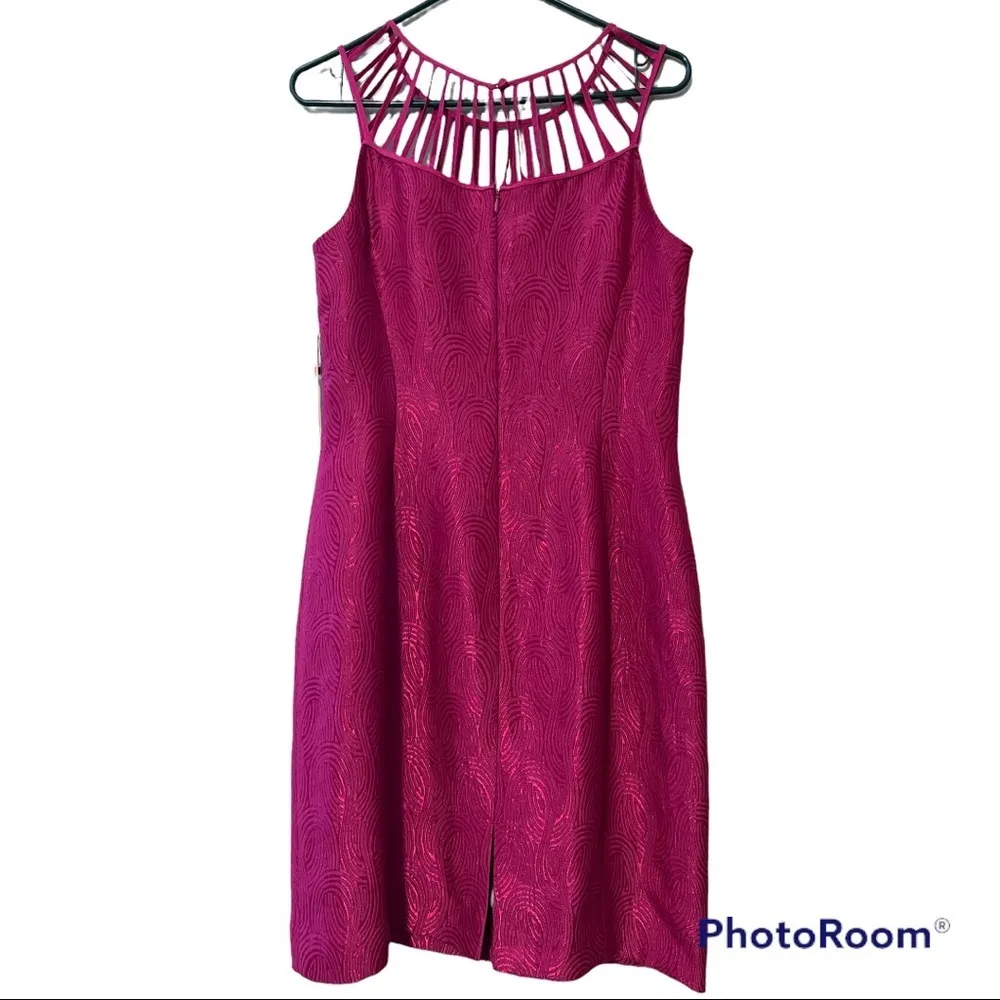 Antonio Melani size 6 fuschia dress strappy cage cutout neckline sleeveless NEW - Image 2