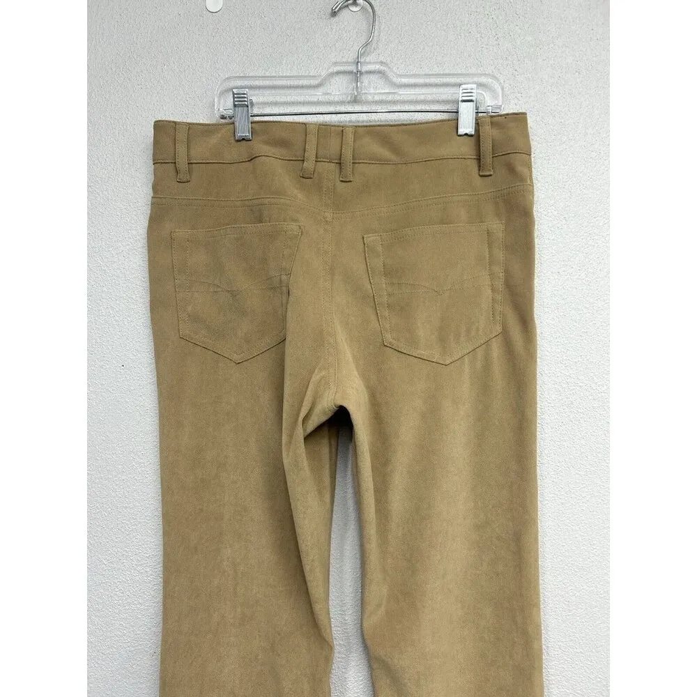 Vtg Z Cavaricci Pants Tan Faux Suede Feel bootcut Leg Dress Pants Retro 31x32 Size 31 - Image 4
