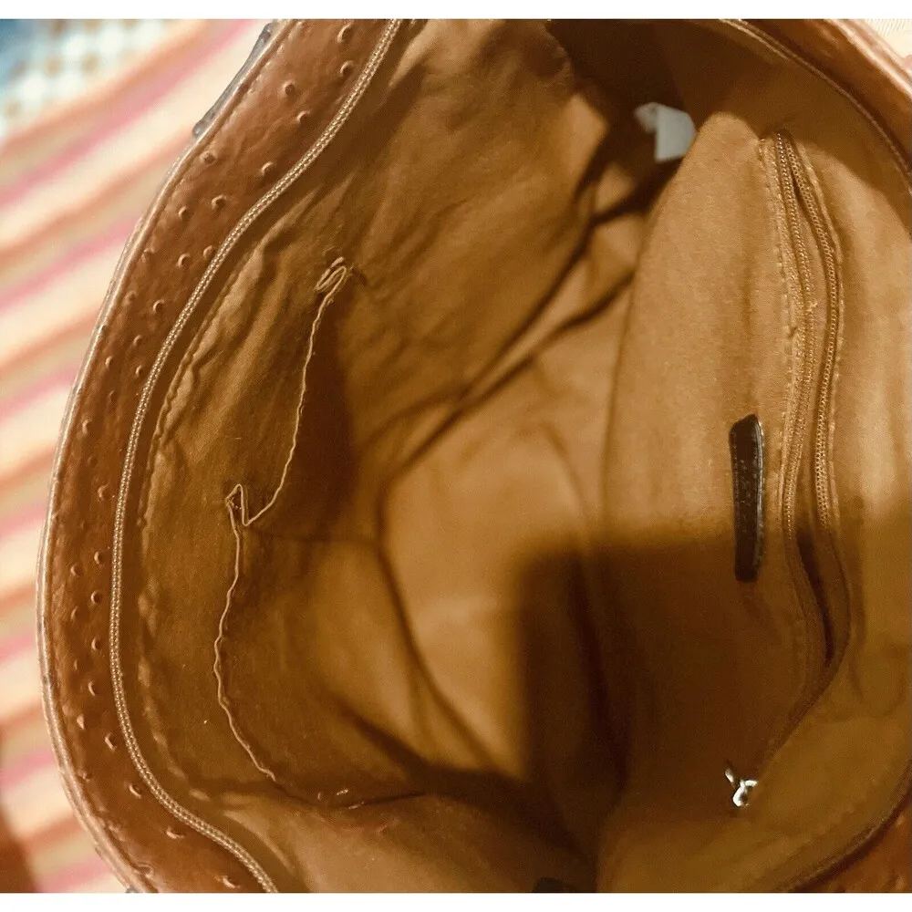 Apt 9 Faux Ostrich Large Shoulder Tote Bag Faux Leather Black Brwn Braidedhandle - Image 8