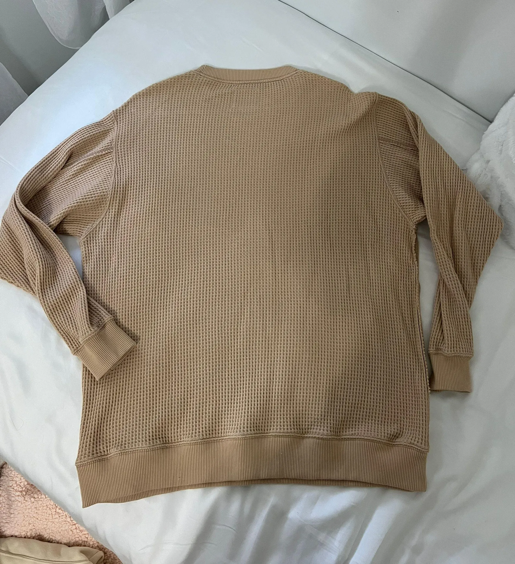 Aerie Tan Waffle Crew Neck - Image 4