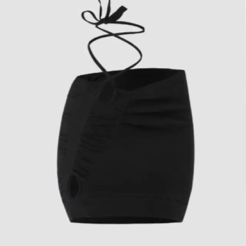 Cider Solid Ruched Mini Skirt With Strap Black S NWT - Image 6