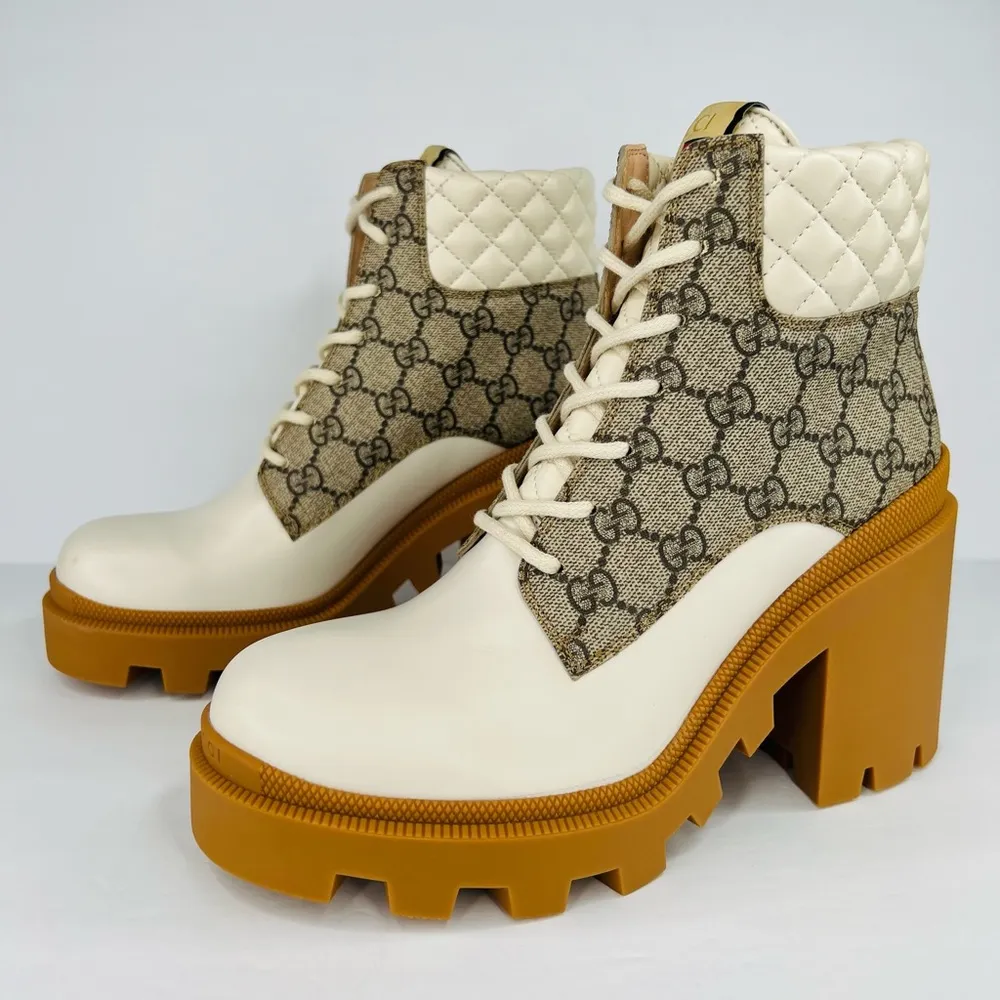 GUCCI Apollo GG Supreme Leather Kensington Supreme Platform Ankle Boots EU 40.5 - Image 3