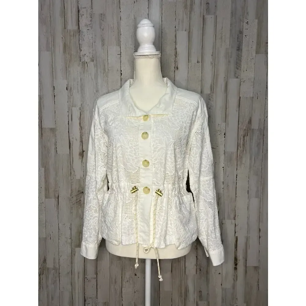 NWT Anthropologie Women's XS White Eyelet Anorak‎ Jacket Casual Long Sleeve - Image 6