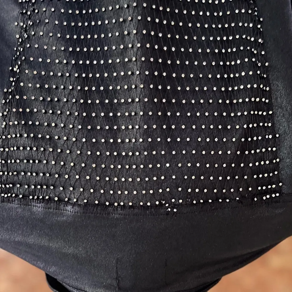 Akira Ammo Rhinestone Jacket L Black Faux Leather Rocker Chic - Image 11