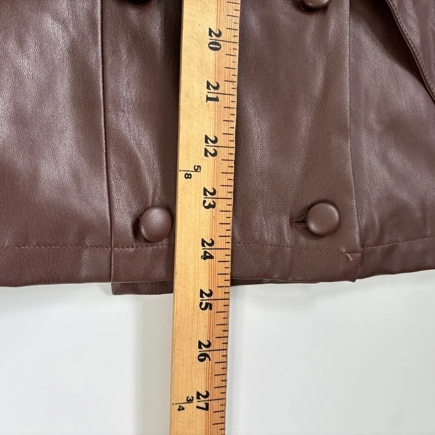 Jason Wu Faux Leather Double Breasted Vest Sz XS Brown Vegan Chic Sophisticated - Image 5