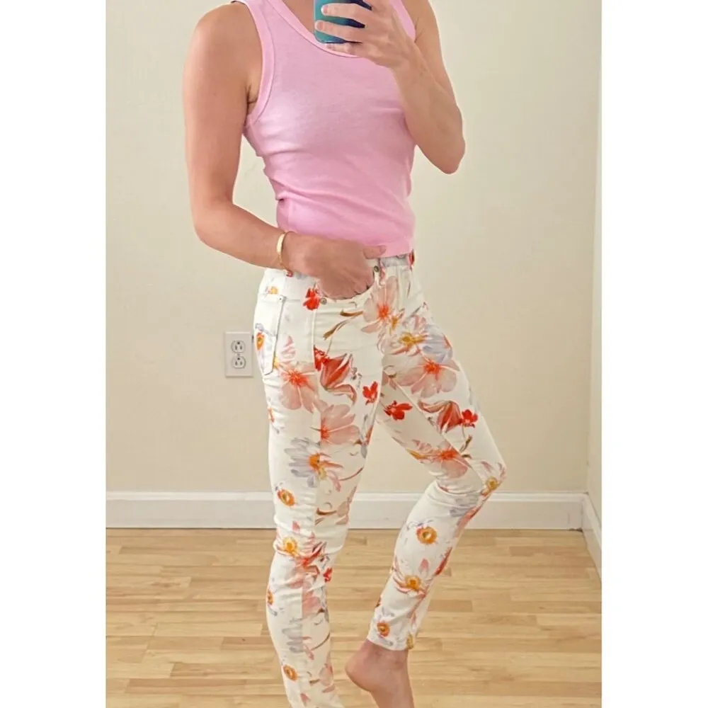 NWT 7 For All Mankind Floral Print Skinny Ankle Jeans Sz 24 - Image 3