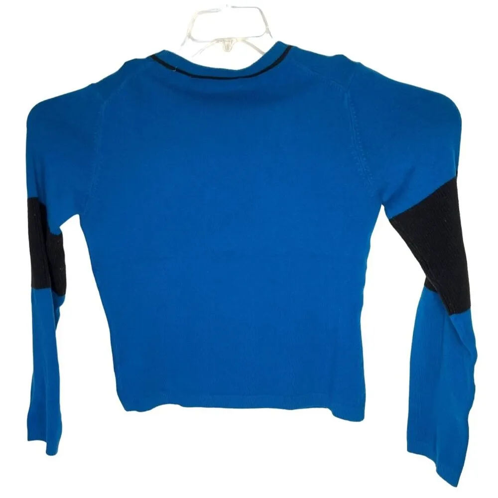 World Republic Clothing Long Sleeve Small Sweater Turquoise/Black 88C Blue - Image 3