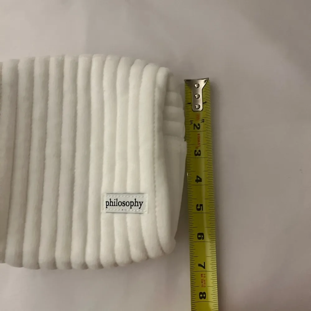 Fuzzy white philosophy cosmetics bag - empty never used - Image 7