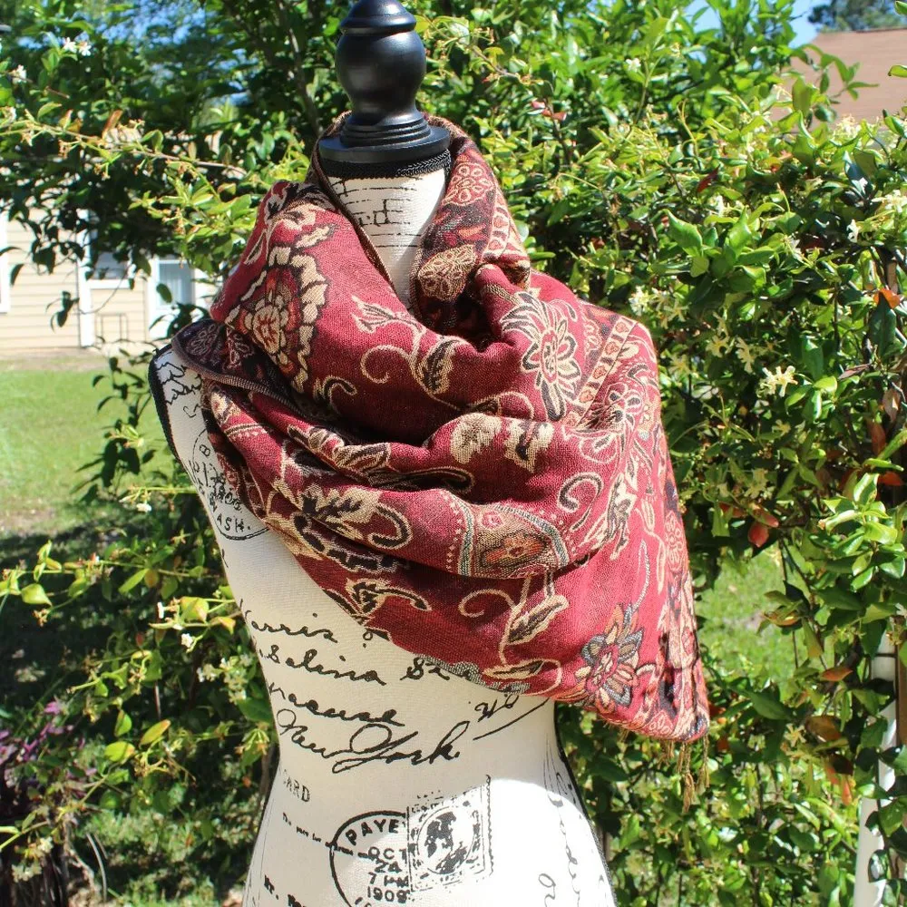 Classic Pattern Style Scarf Scarves Wrap Brown - Image 2