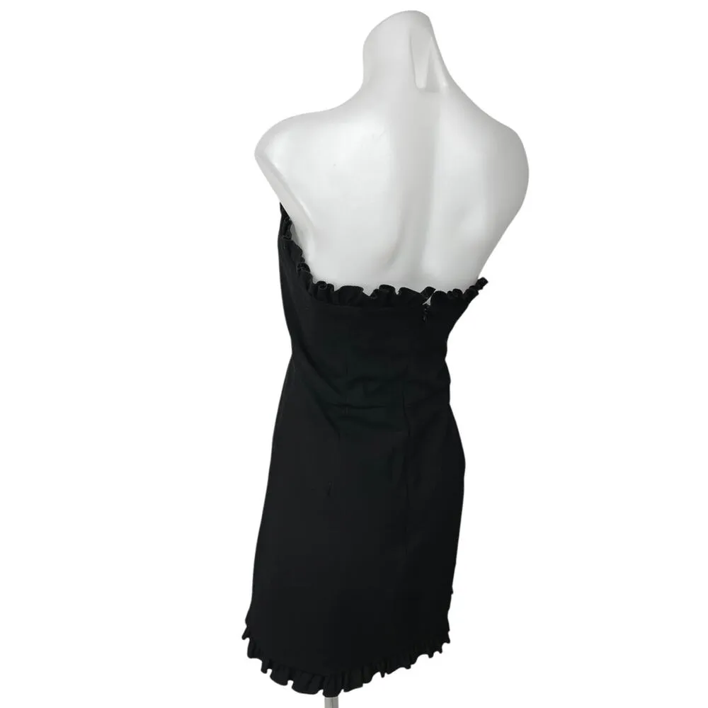 French Connection Whisper Ruth Black Ruffled Strapless Mini A-line Tube Dress 8 - Image 5
