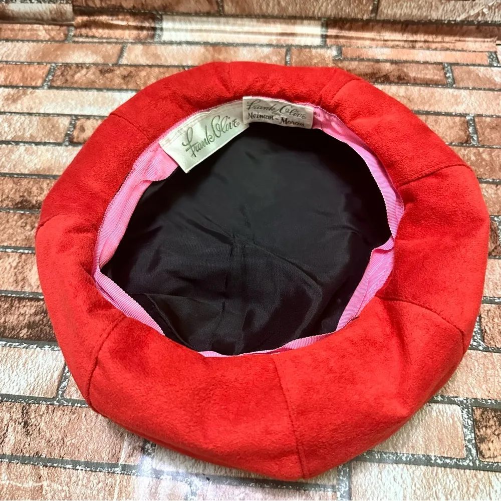 Frank Olive / Neiman Marcus vintage 1960’s 1970’s Red Beret Hat - Image 7