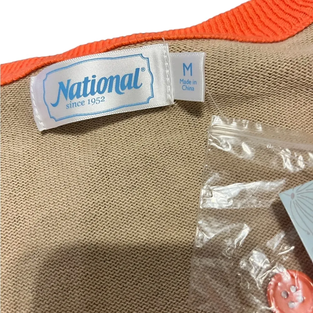 National beige and orange cardigan size medium - Image 3