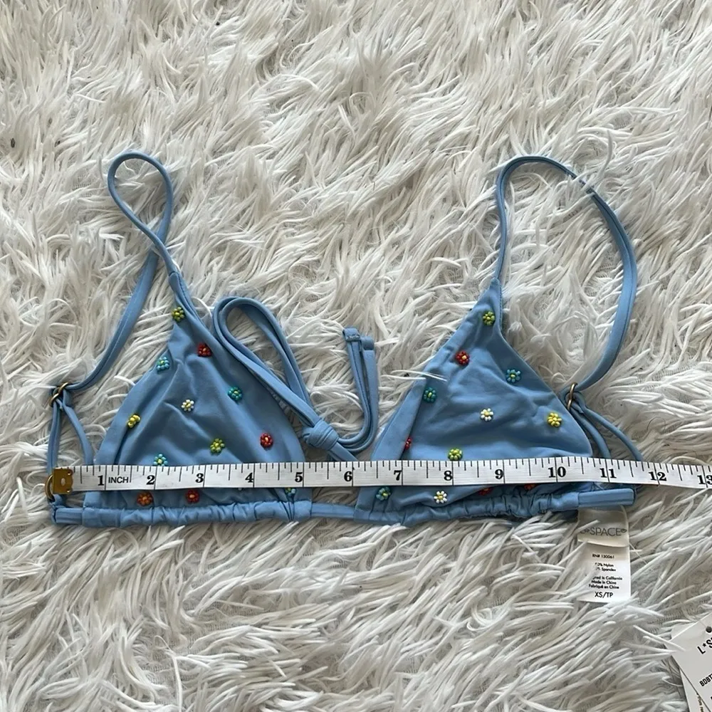 L*space Women’s Brittany top in sky blue with embroidery size XS - Image 6