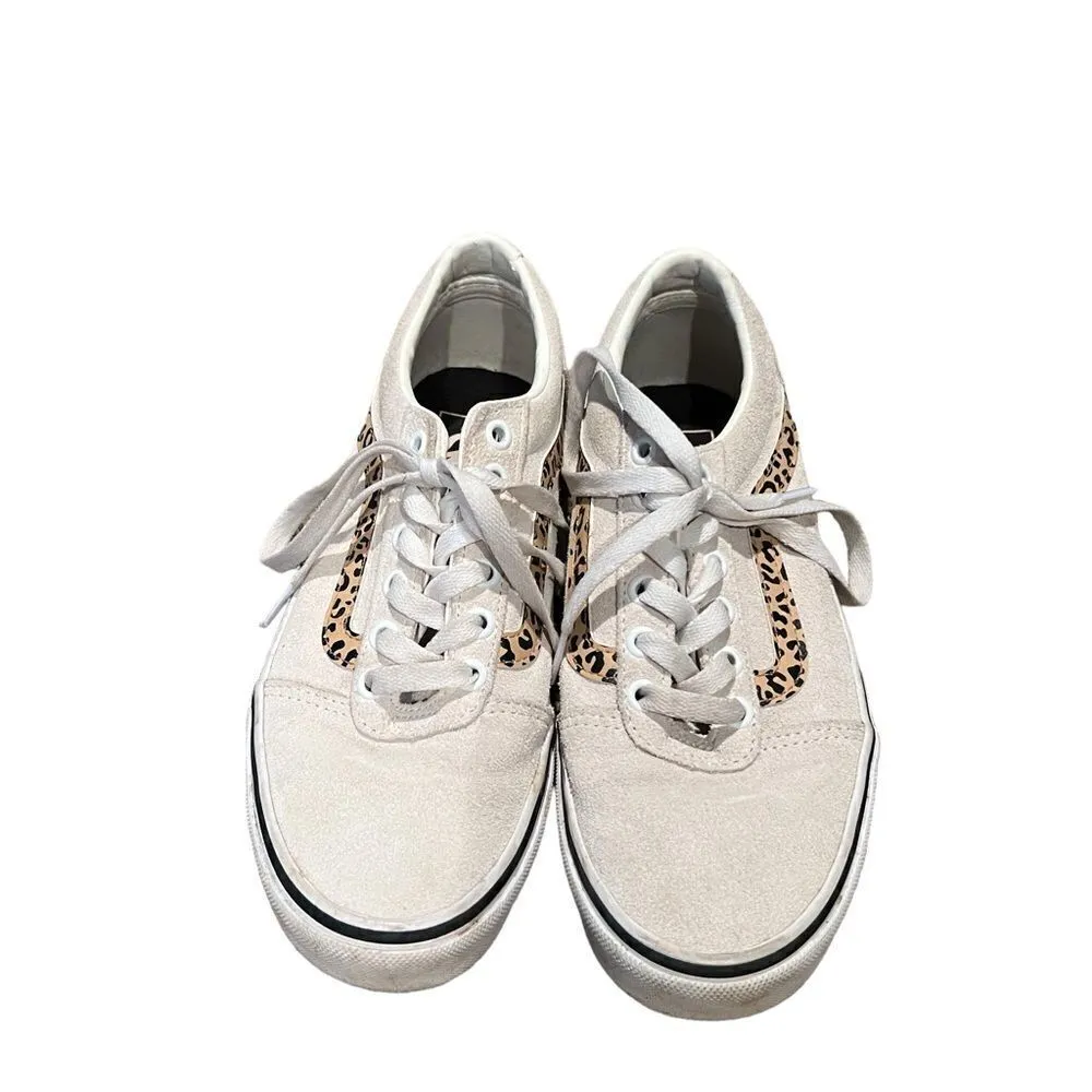 Vans Ward Ivory Suede Cheetah Stripe Low Top Lace-Up Skateboarding Sneakers 8 - Image 5
