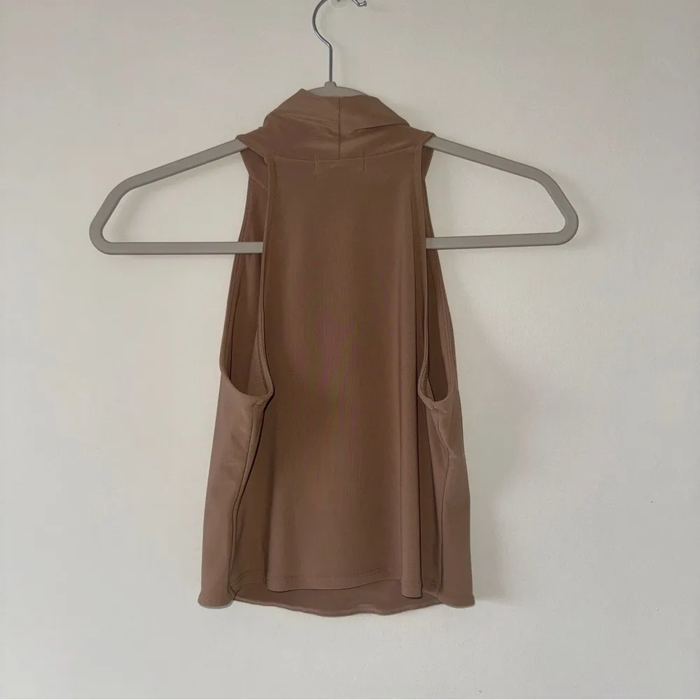 NWOT Nordstrom Open Edit Brown Tan Tank Top Sleeveless Mock Neck Small - Image 4