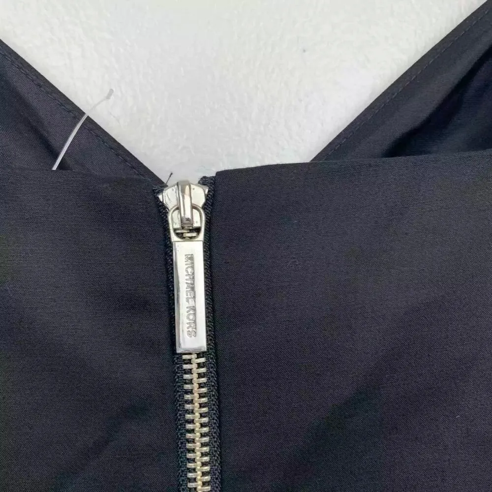 Michael Kors Bodycon Silver Belt Buckle Sexy Little Black Dress Mini Length LBD - Image 8
