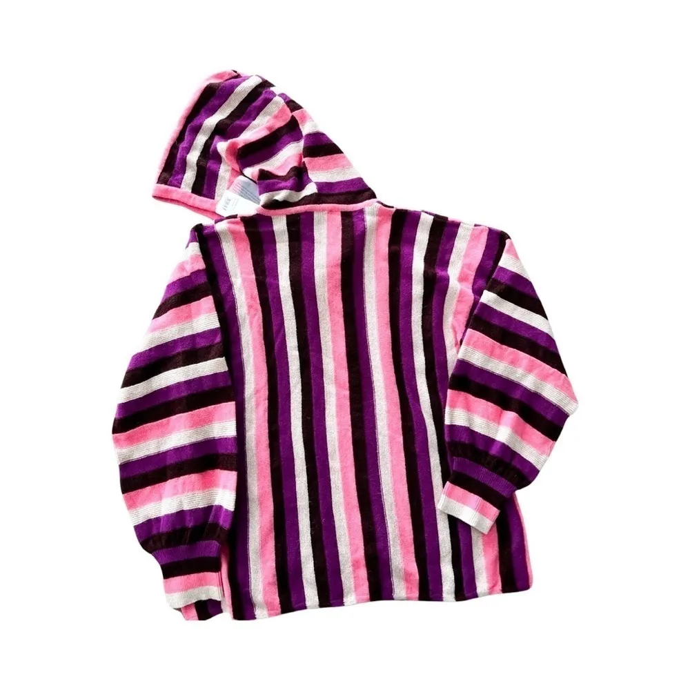 NWT FORTE FORTE Striped Wool Riga Barre Knit Hoodie Sweatshirt Sz M Tan Size M - Image 4