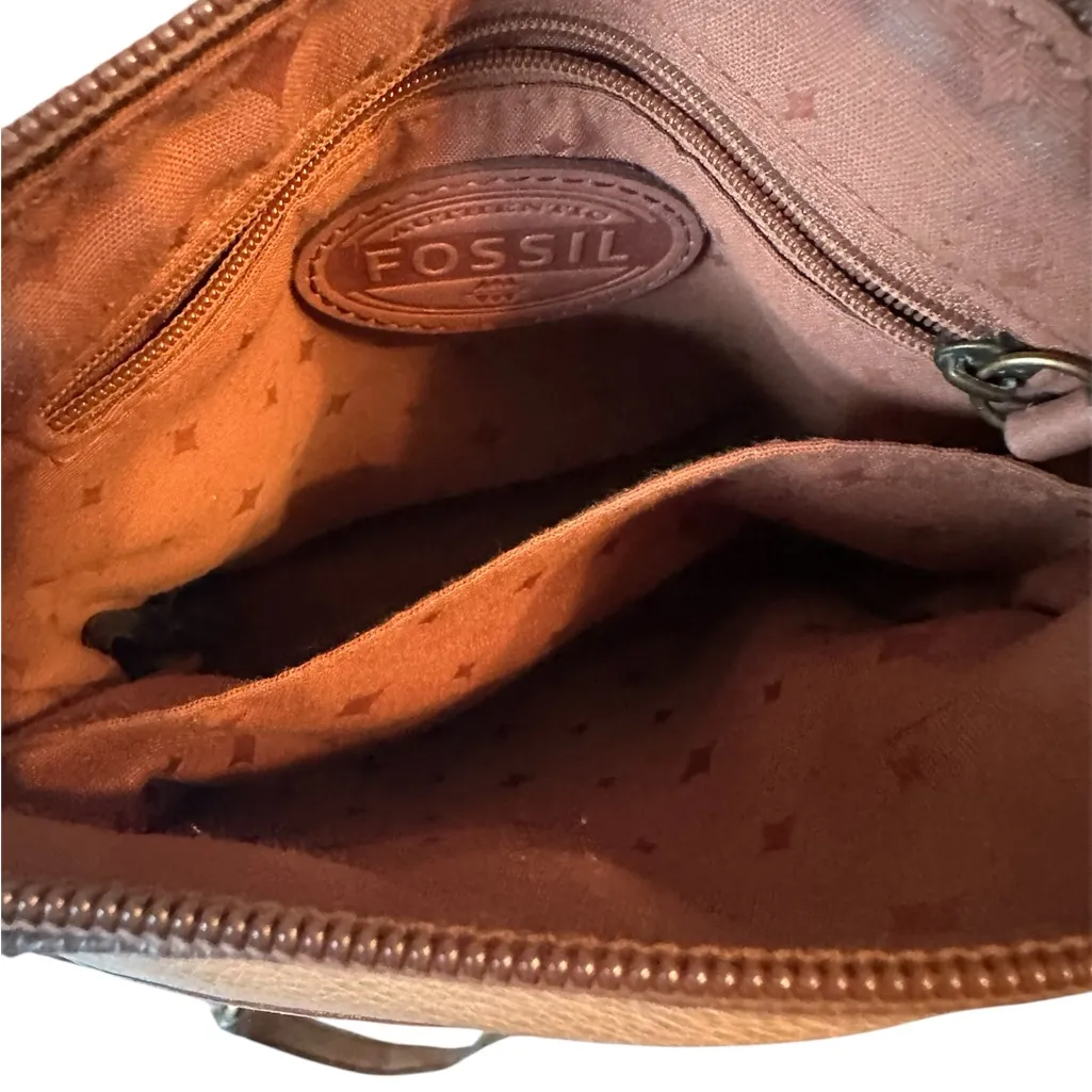 Fossil Tan Leather‎ Cross Body Bag Multipocket - Image 7