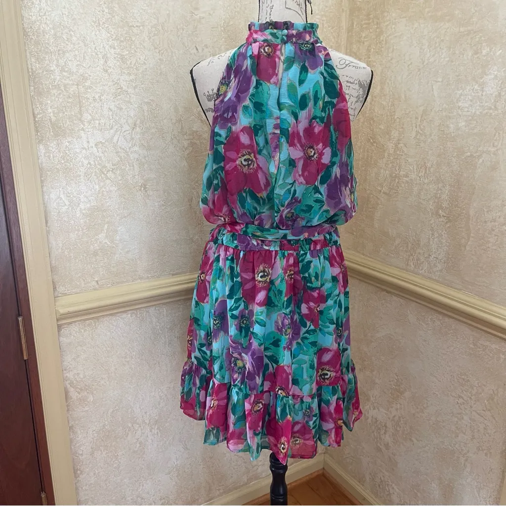 AQUA Bloomingdale’s Poppy Halter Mini Dress CottageCore Fairy Romantic XXL - Image 5