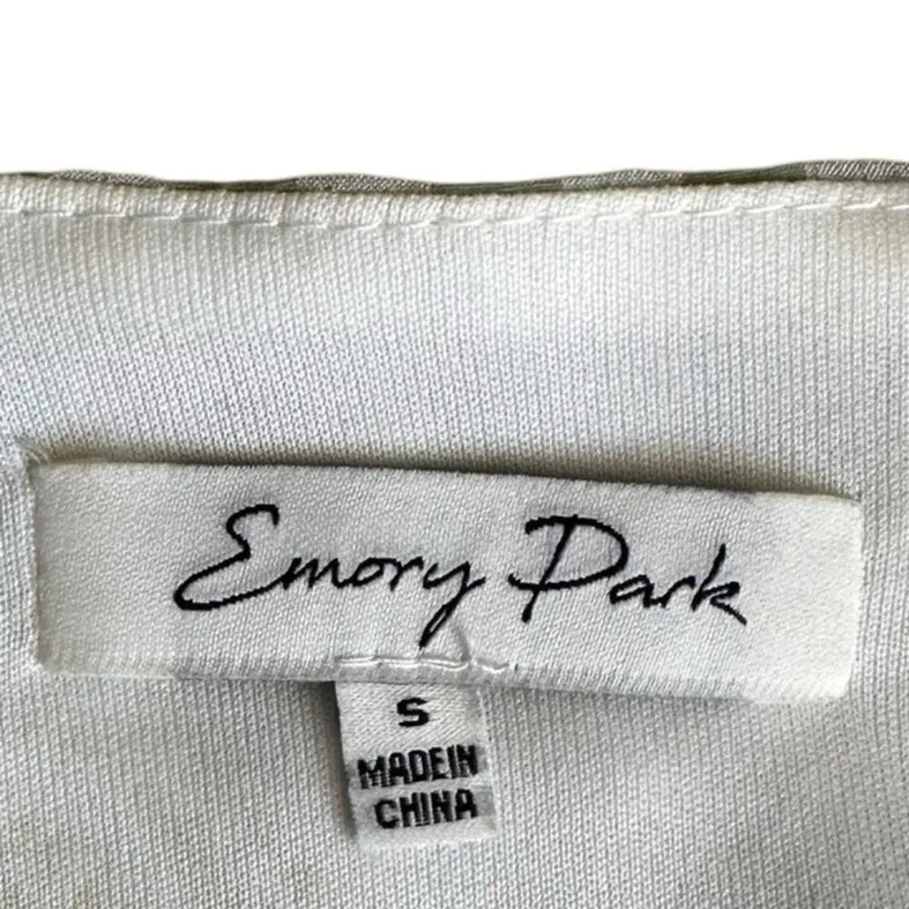 Emory Park Crop Top V-Neck Puff Sleeve Plaid Pastel Cropped Shirt Womens S Green - Image 3