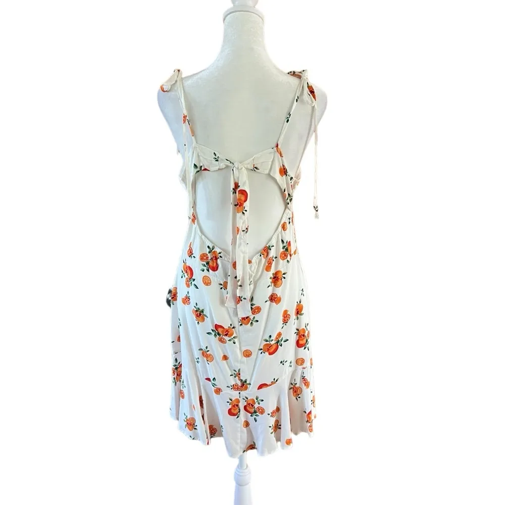 Wild Fable White Fit and Flare Dress with Clementines or Oranges Women’s Large - Image 3