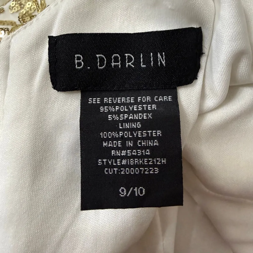 B Darlin White Sequin Dress Size 9/10 Long Sleeve Cocktail - Image 8