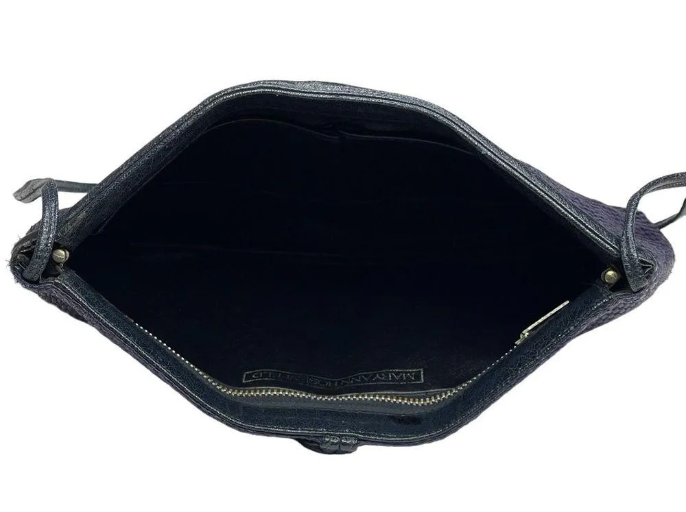 Vintage: Maryann Rosenfeld ✿ Hinged Convertible Clutch Handbag ✿ Navy Woven ✿ - Image 5