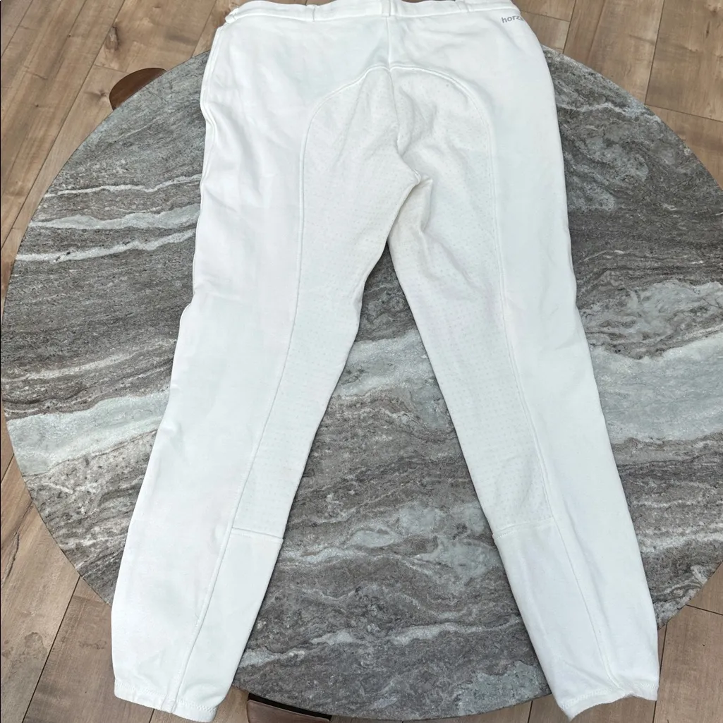 Horze Silicone Full Seat Breeches Equestrian White Pull On Sz 32 - Image 4