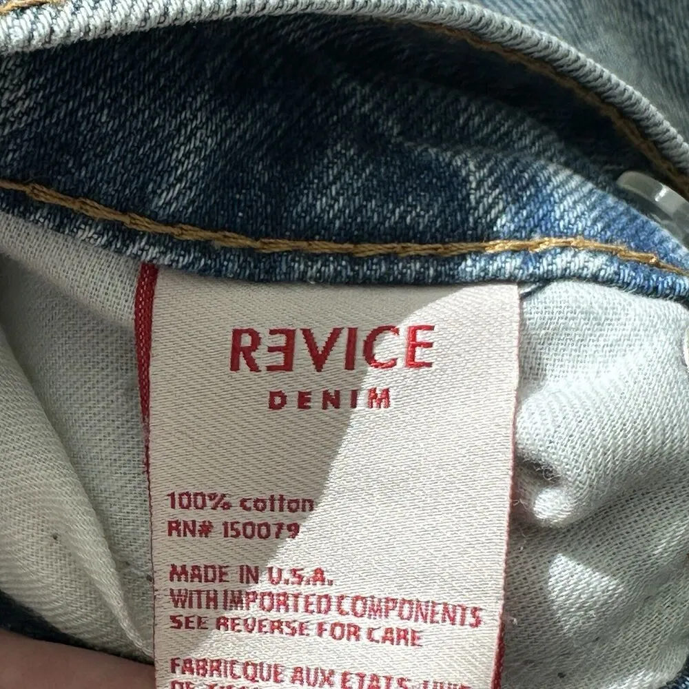 Revice Denim Jeans 90’s Baby Crossover Waist Women's 27 Medium Wash Distressed Blue - Image 4