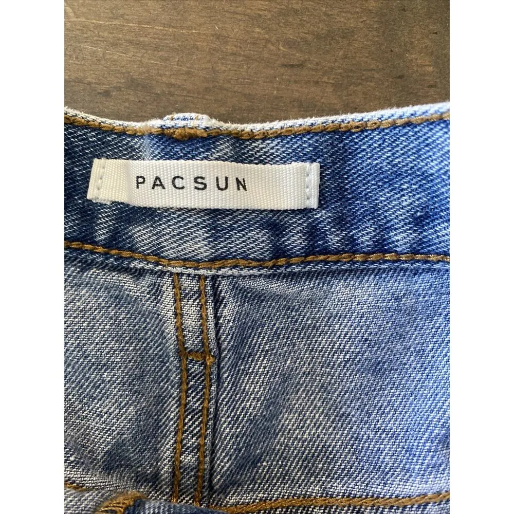 Pacsun‎ Women's 25 Vintage High Rise Light Wash Button Fly Cut off Denim Shorts - Image 6