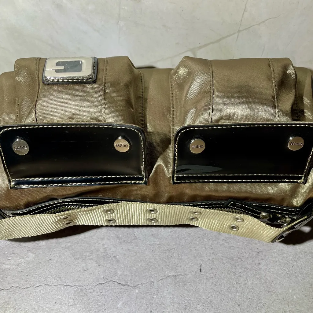Vintage 2000 's Gold and Black GUESS Shoulder Bag Dead Stock NWT - Image 7