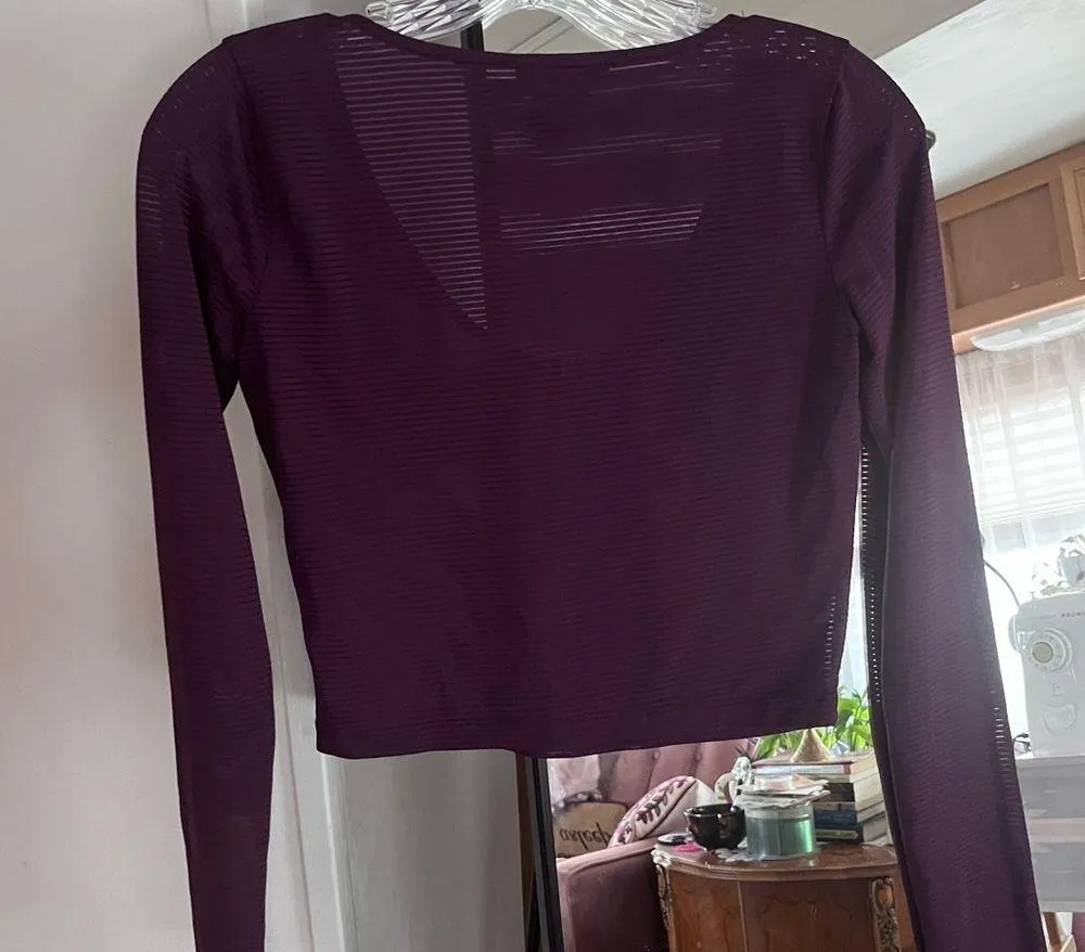 Purple long sleeve crop top - Image 3