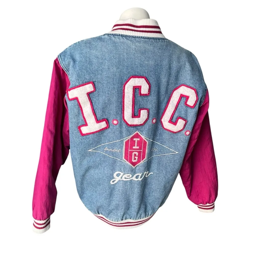 Vintage Ivy Club Classics Denim Bomber Jacket, Sz S Blue - Image 7