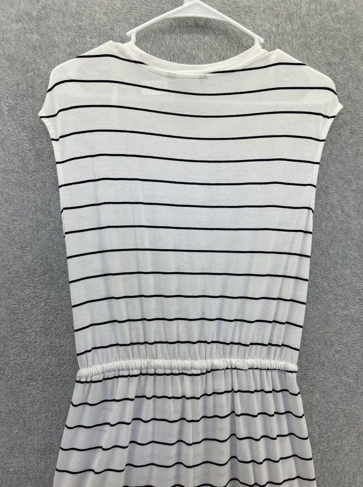Banana Republic Women's Dress Dropped Waist Striped White Size XS Sleeveless - Image 5