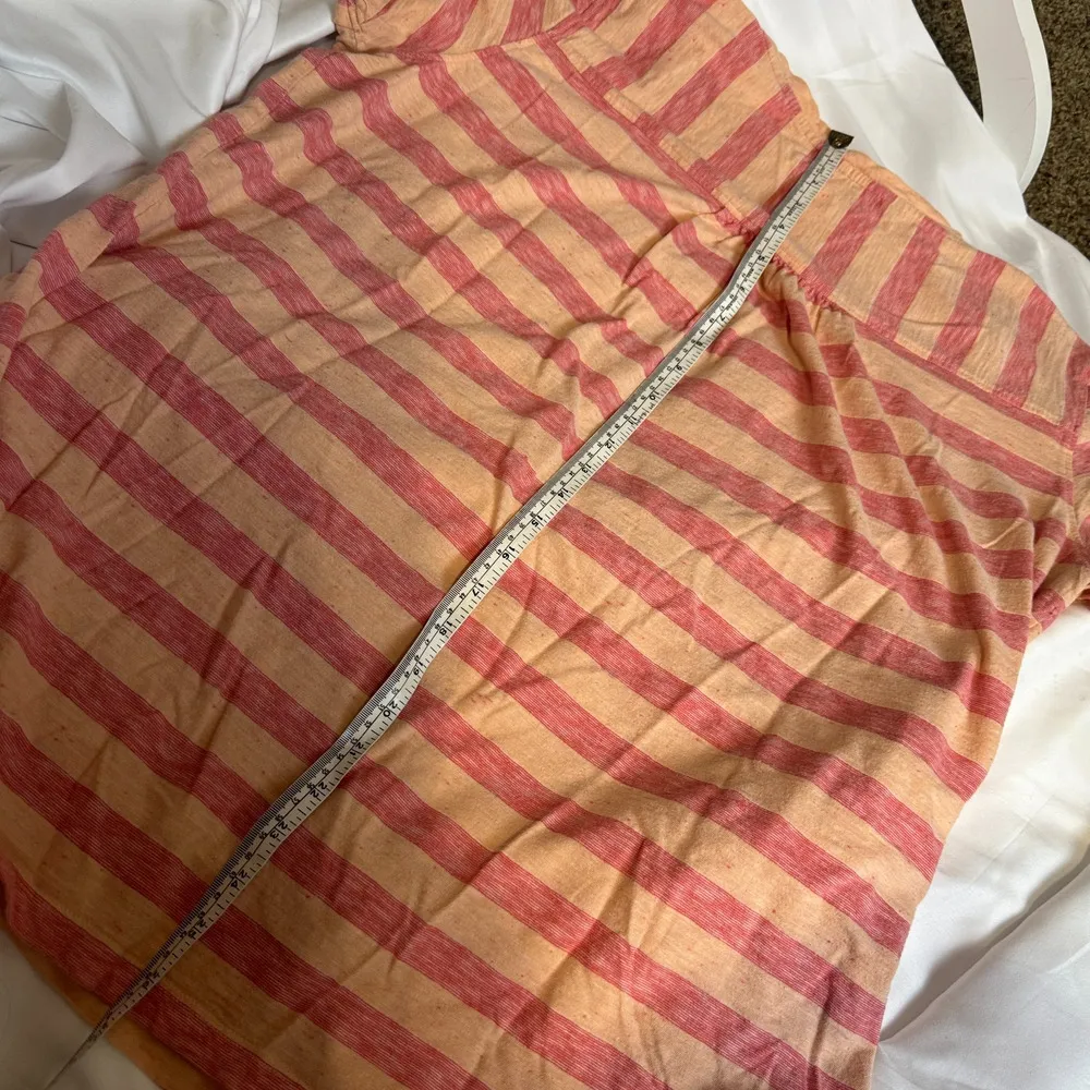 Natural Reflections TShirt Womens 1X Peach Pink Short Sleeve Striped Pocket FLAW - Image 5