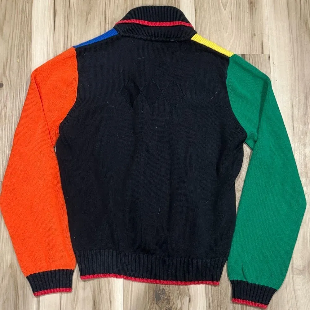 Vintage 80’s Colorblock Pullover Half Zip Sweatshirt Women’s Medium Black - Image 2
