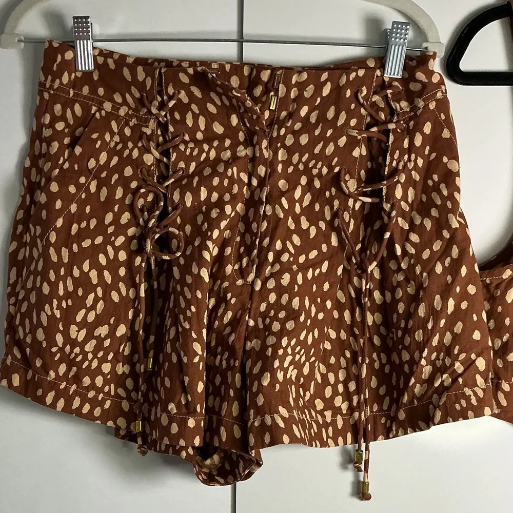 Free People Brown and Cream High Waist Shorts 0147 - Image 7