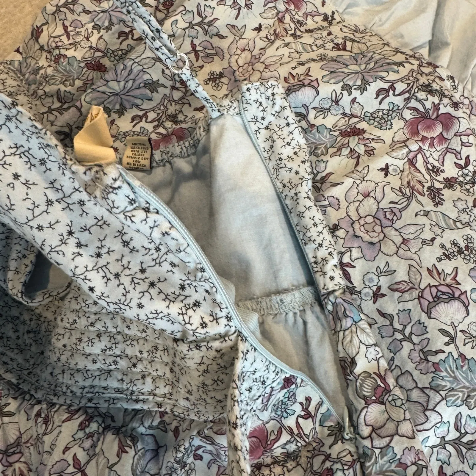 Nick and Mo Ruffle Tiered Midi Dress Womens Small Blue Cotton Floral Country - Image 8