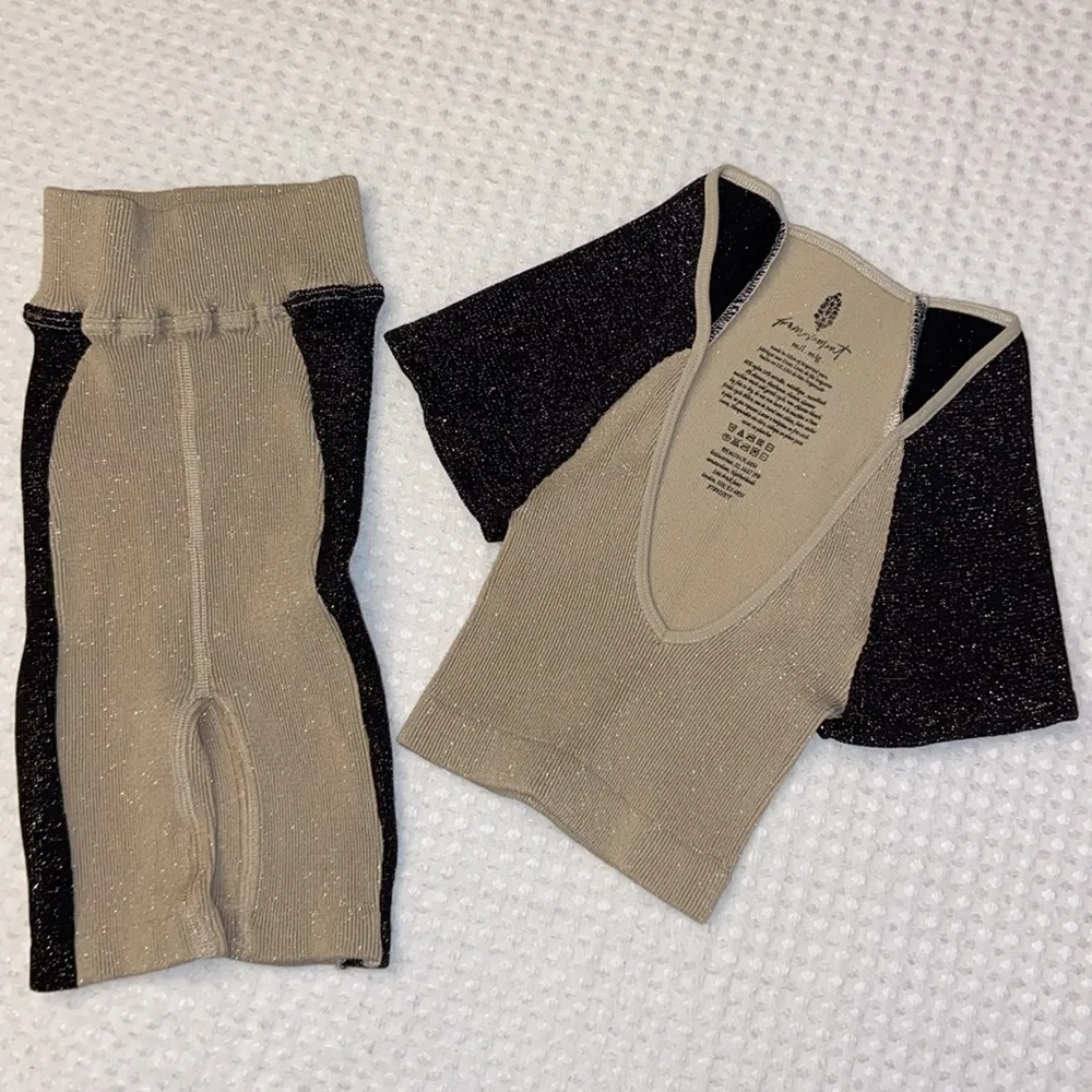 NEW! 3 Pc  MOVEMENT Rise & Shine Set Champagne Black Shorts Tank Top - Image 6