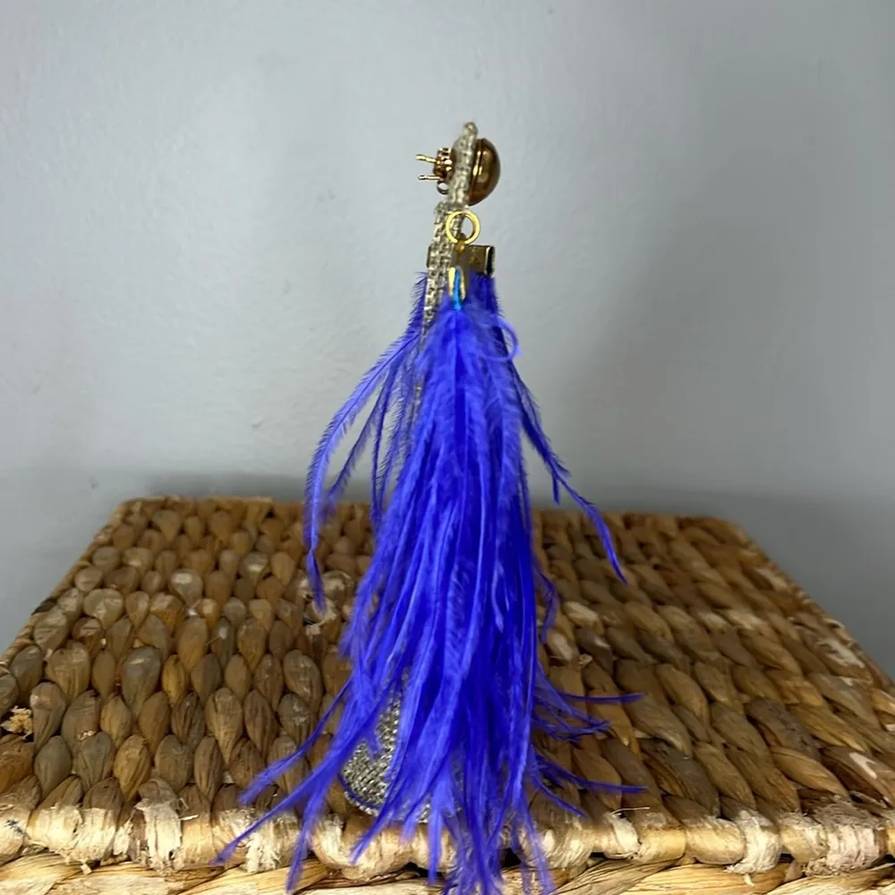 NEW Electric Blue Feather Earrings - Image 5