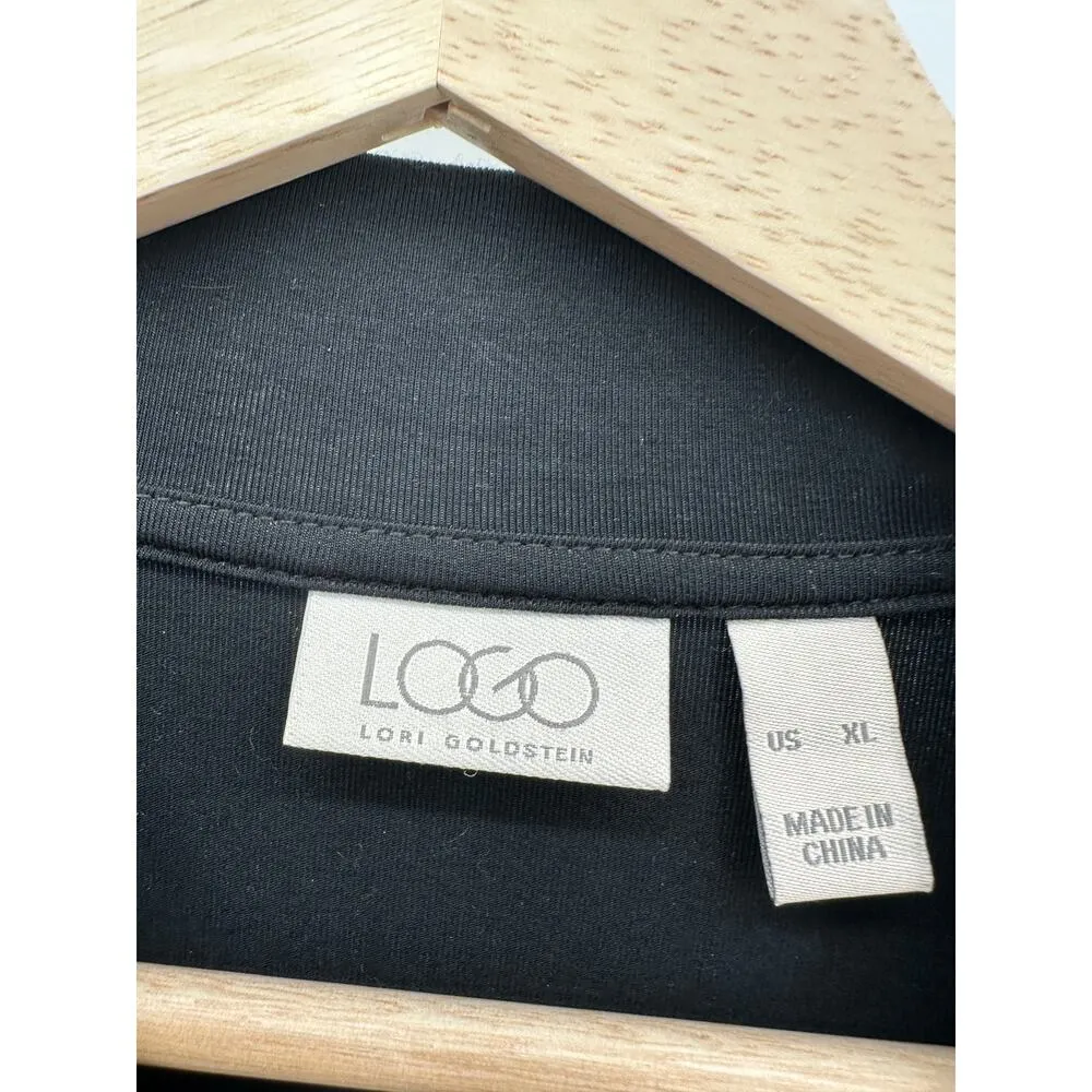 Logo Lori Goldstein Women Tunic Asymmetrical Black Size XL Rayon Stretch Pocket - Image 5