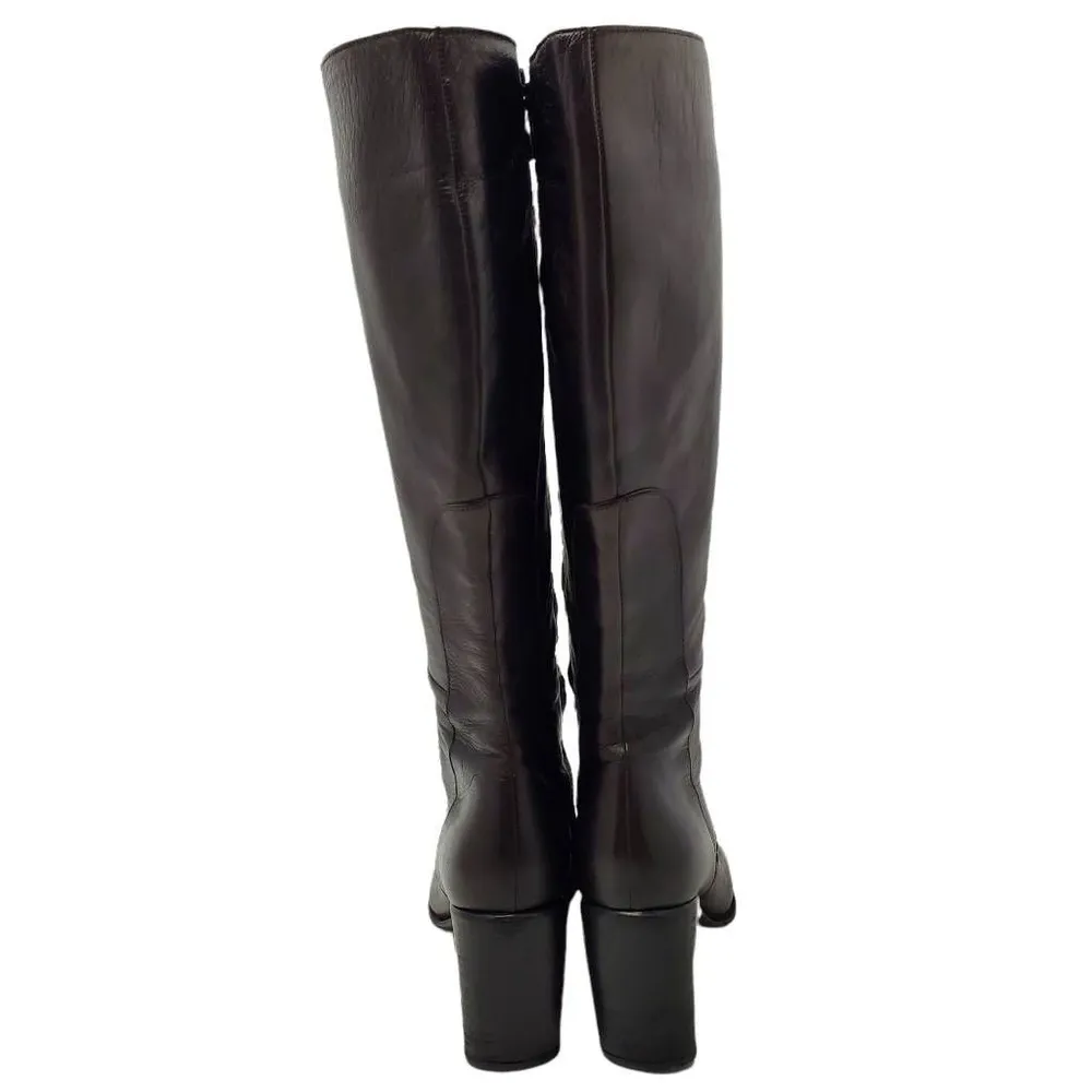 CNC Costume National Womens Tall Knee High Leather Boots Brown Size 36.5 - Image 6