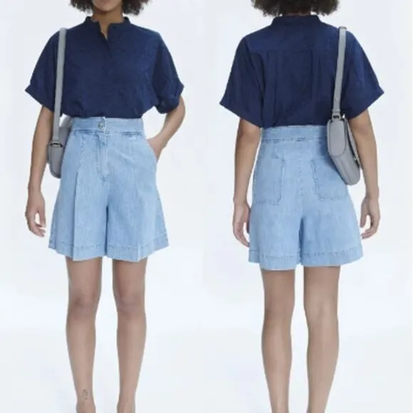 NWT A.P.C Dayana 100% Cotton High Waisted Denim Short Washed Indigo Women's 38/6 Blue - Image 2