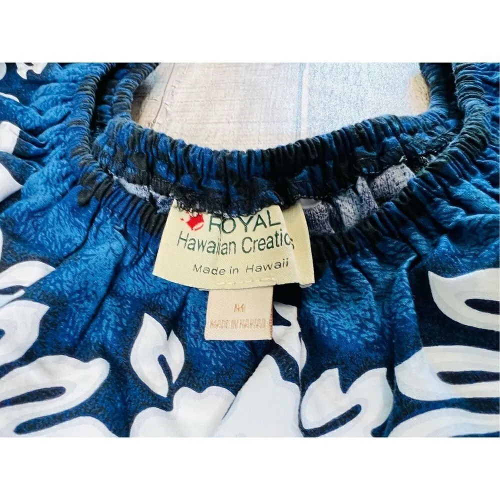 Hawaiian Traditional Muumuu Blue Black White Dress MEDIUM Tropical Colorful NWOT - Image 5